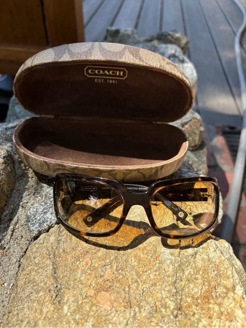 Coach Samantha Brown Tortoiseshell Sunglasses with Signature Case